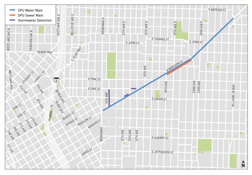 Utility work map for Madison BRT Project