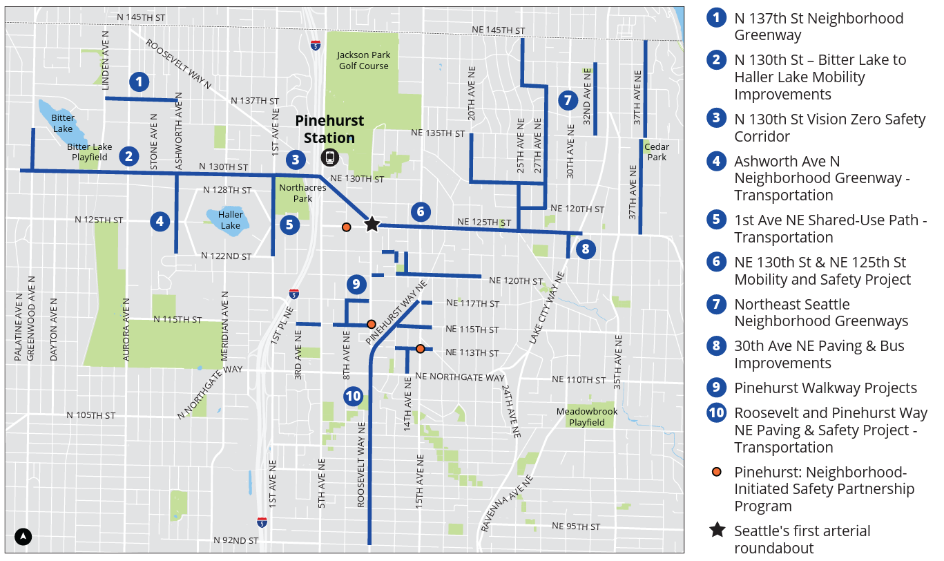 Map showing projects near Sound Transit's light rail station