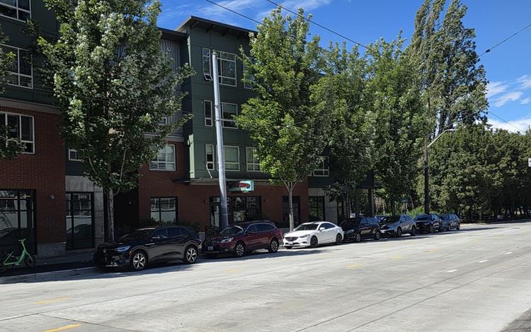 Image shows parking temporarily restored outside of Little Water Cantina along Eastlake Ave E