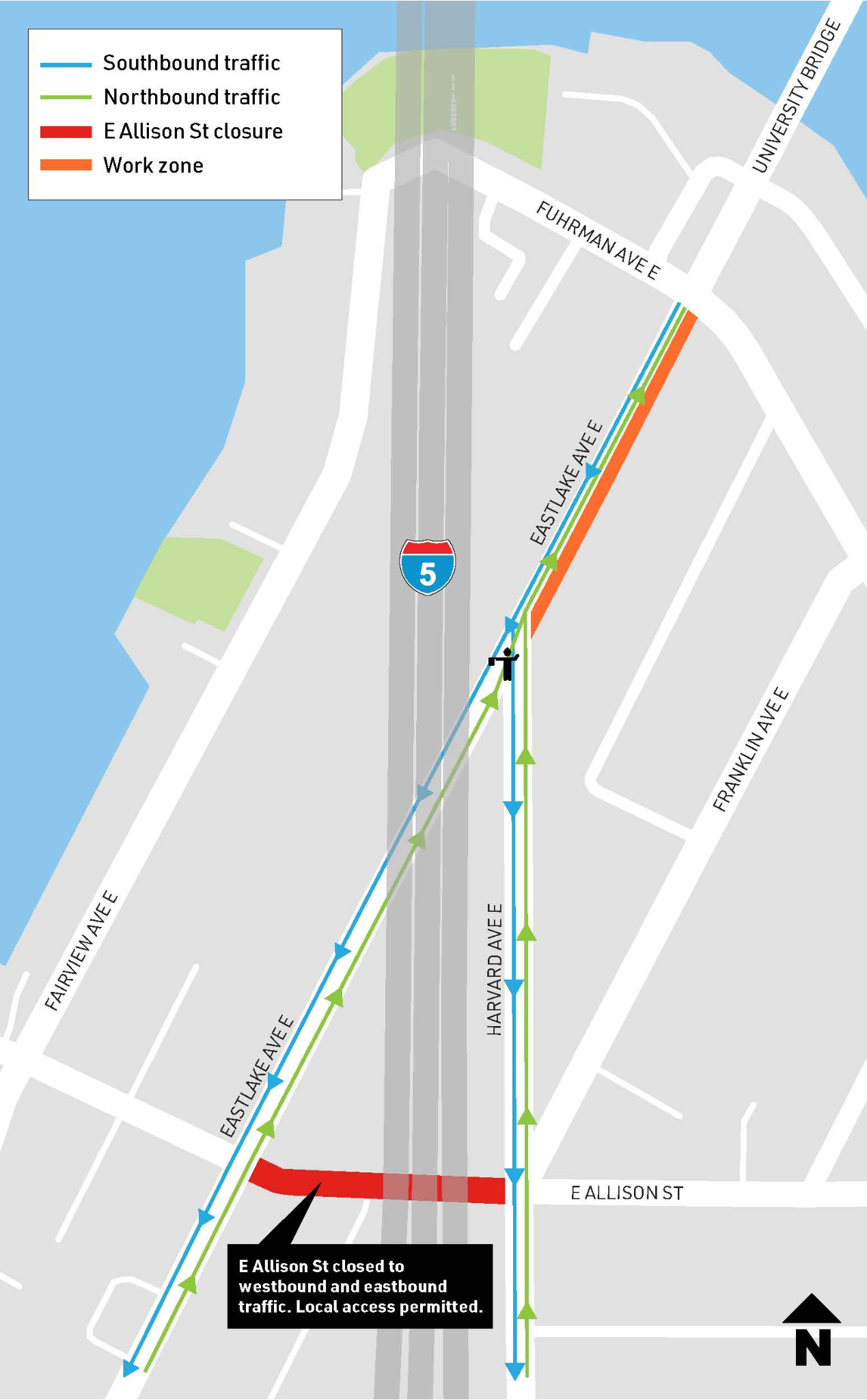 Map showing paving area on Eastlake Ave E between Fuhrman Ave E and Harvard Ave E