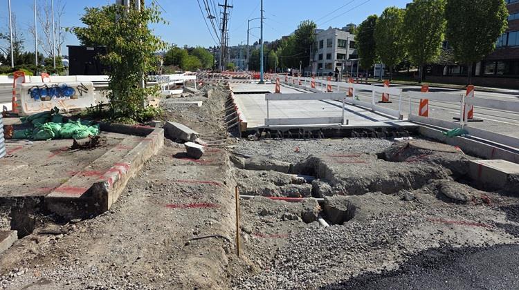 Image shows the construction zone on Fairview Ave N