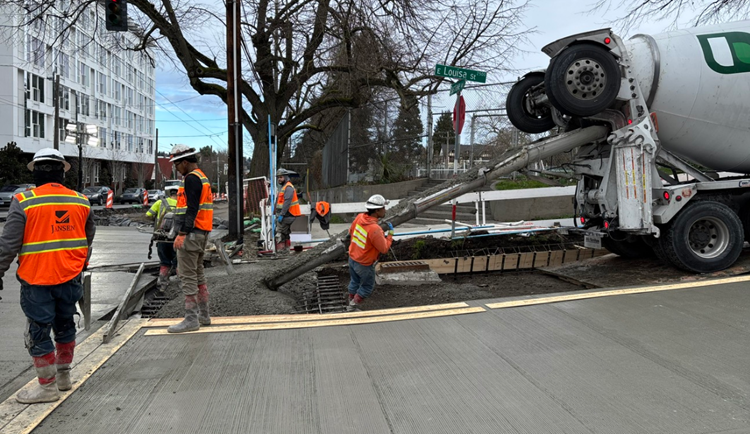 Image shows our team completing more concrete pours along Eastlake Ave E 