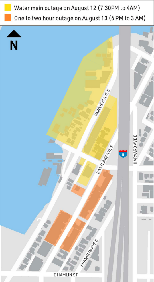Map showing water outage area 
