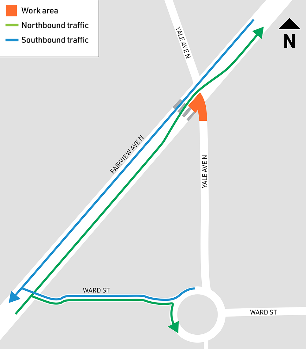 Image shows Yale Ave N closure 