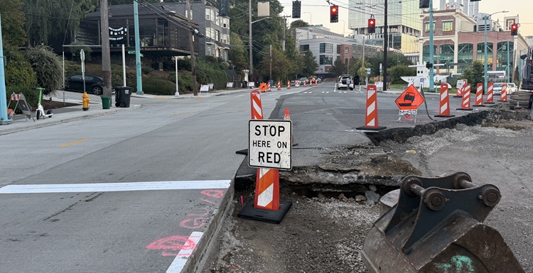 Image shows our work at the intersection of Eastlake Ave E and Fairview Ave N
