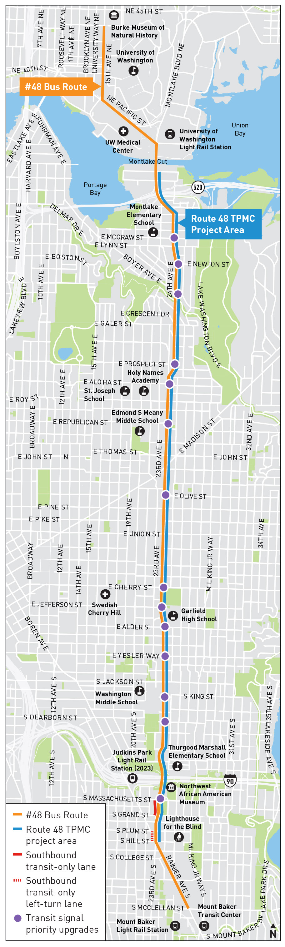 Graphic showing project location on Rainier Ave S, 23rd Ave, and 24th Ave