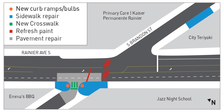 Mga pagbabago sa Route 7 sa paligid ng Rainier Ave S at S Brandon St