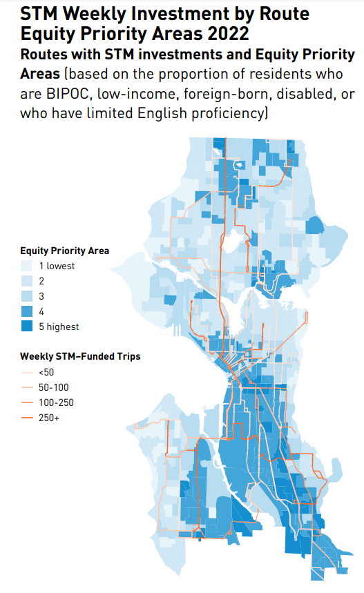 Map of 2022 STM Weekly Investments by Route