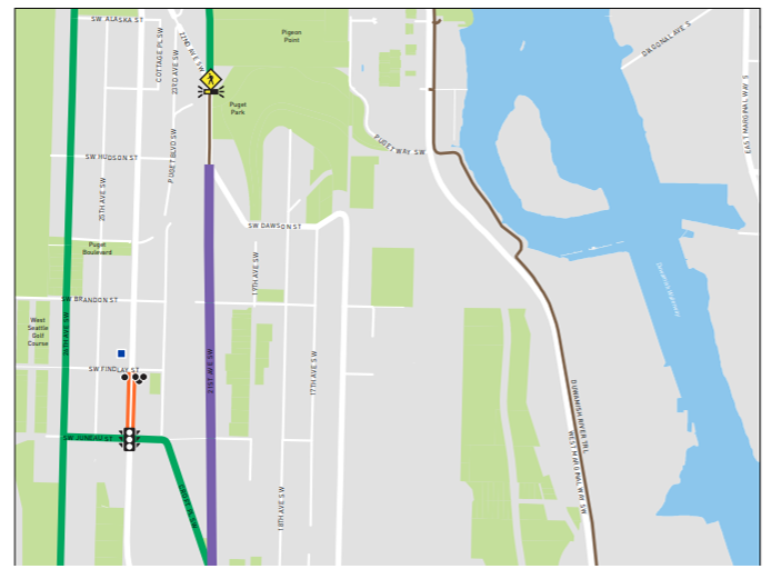 An image of a map of the Stay Healthy Street that extends from just South of Puget Park to Highland Park