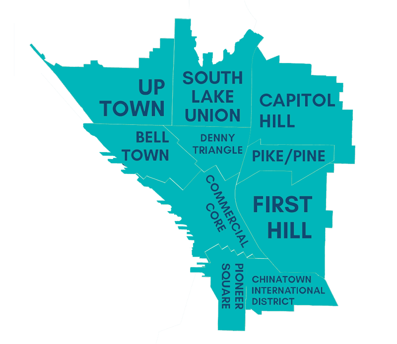 Map of the downtown Seattle neighborhoods