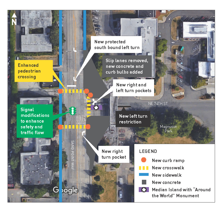 Intersection of NE 74th St and Sand Point Way