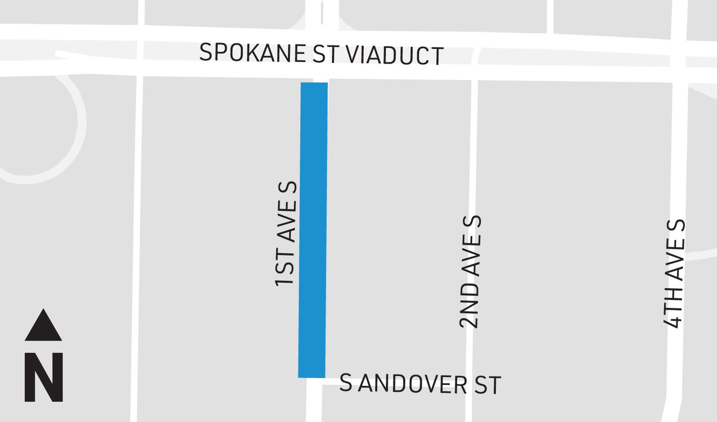 1st Ave S Project Area Map for SODO South