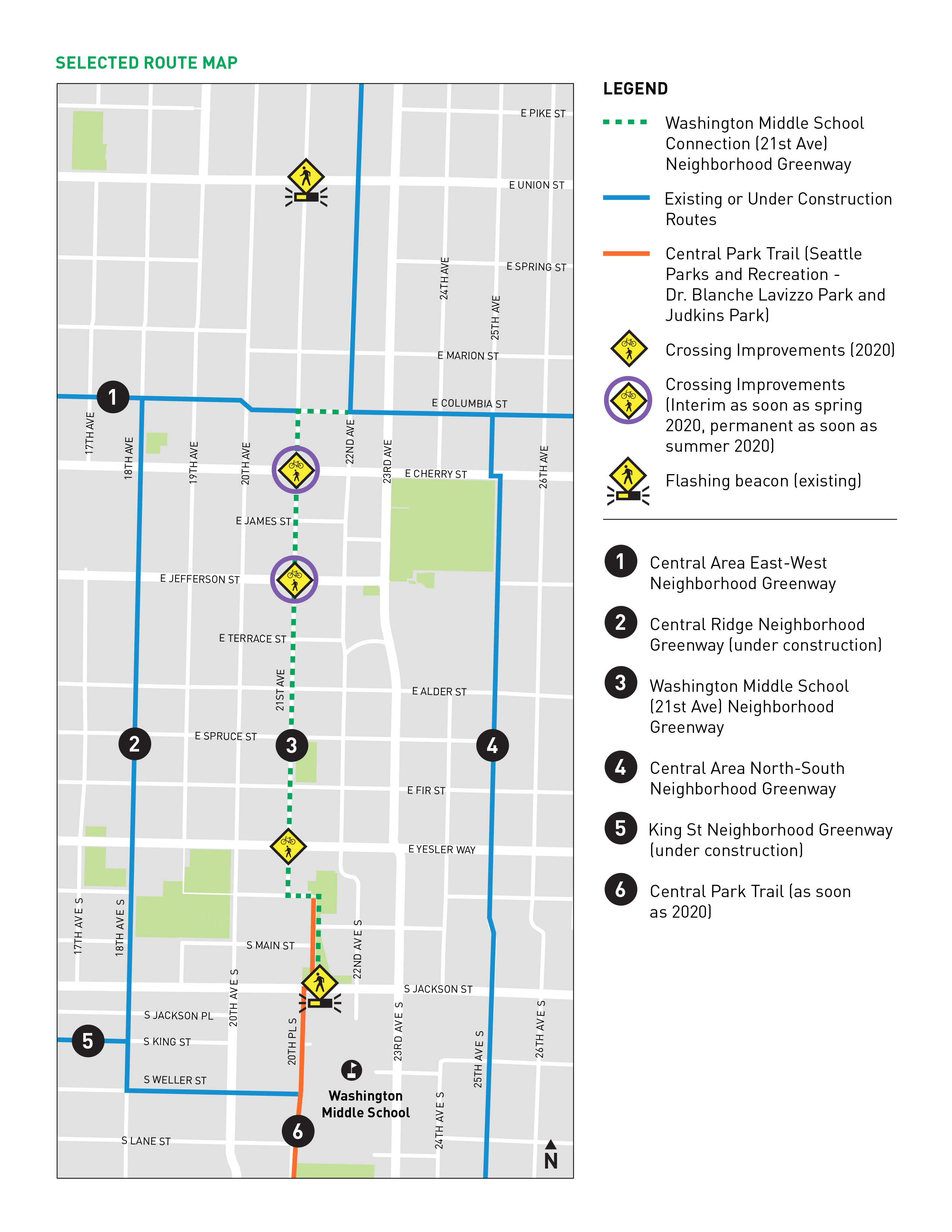 Selected map route