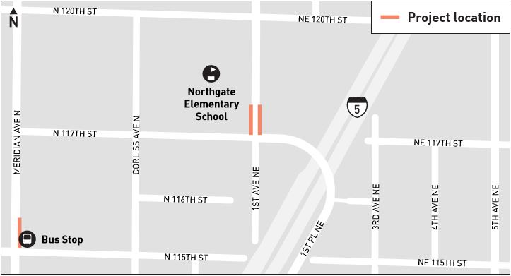A map of the project location on N 117th St