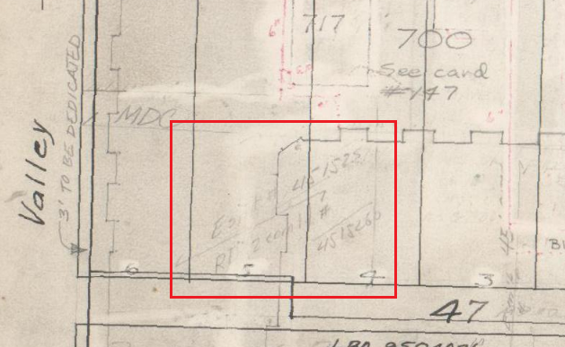 Line drawing of lots and shared side sewer