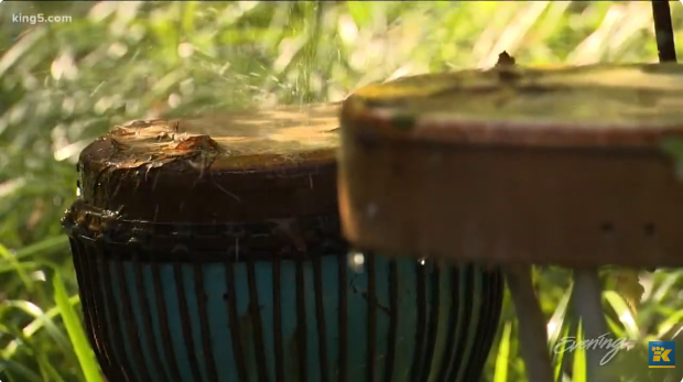 Rain drums video still.