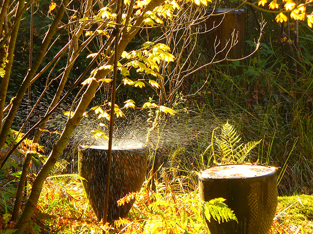 Photo of water hitting rain drums