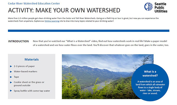 Screenshot of the Making Watershed Activity