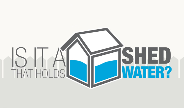 Video still with the text "Is it a shed that holds water?"