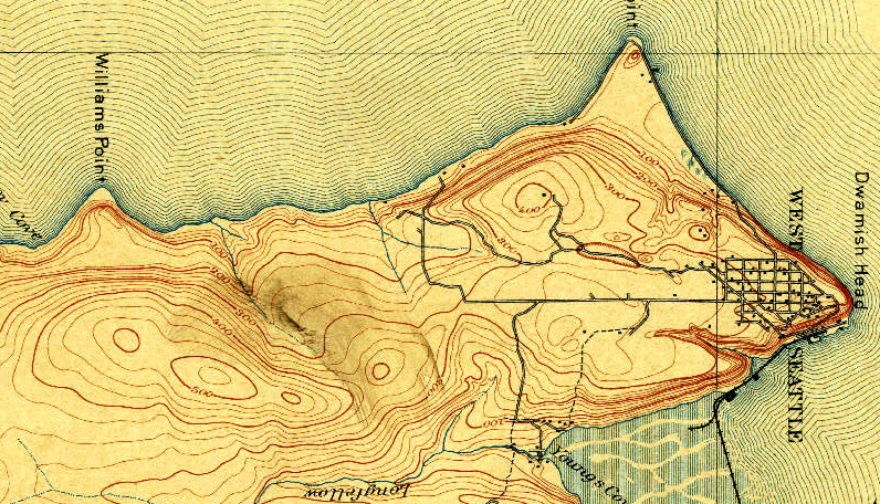 Rendered map of Alki beach shoreline