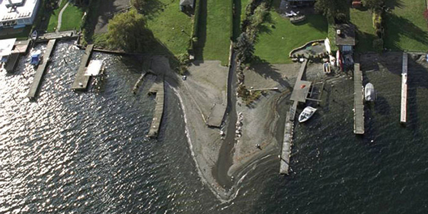 Photo of Lower Taylor Creek flowing into Lake Washington.