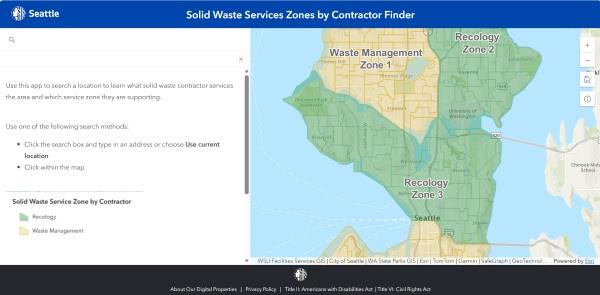 Screenshot of service area map.