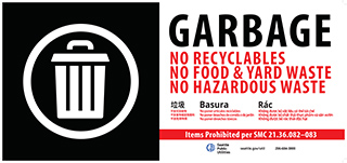 Garbage cart label.