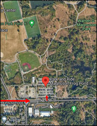 Aerial map view of park & ride pickup location