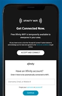 Comcast Xfinity WiFi 'Get Connected Now' screen