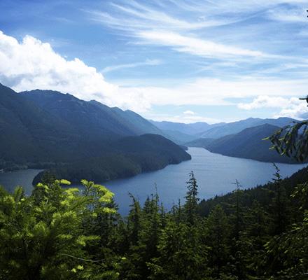 An overhead view of the Cedar River Watershed outside of Seattle