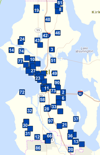 Map of Day of Service events in Seattle
