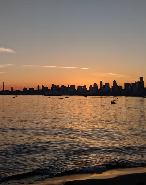 Seattle skyline at sunset