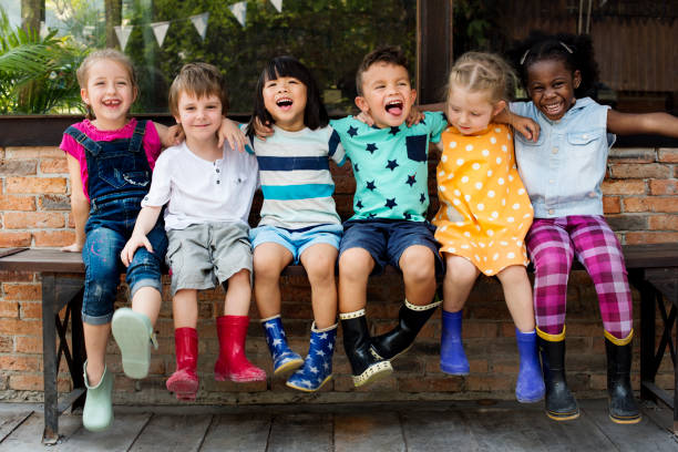 Kids on a bench