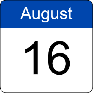 Calendar icon marking August 16