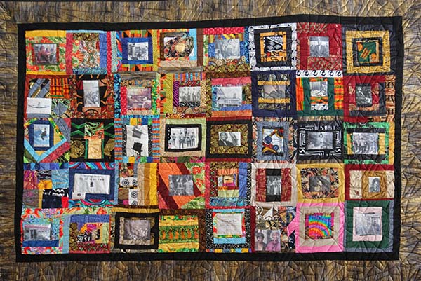 “Home of Good: A Black Seattle Storyquilt,” Storme Webber, cotton, silk and various fabrics, 2017 