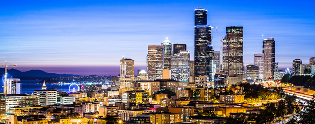 Seattle downtown skyline at night