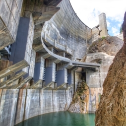 Boundary Inside Dam View with Rocks Photo