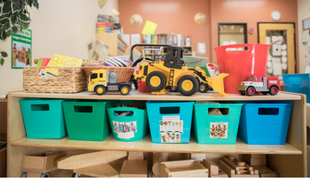 Image of children's toys and blocks in a child care facility