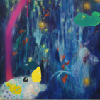 This painting explores forms and modes of representation by varying materiality and mark-making.