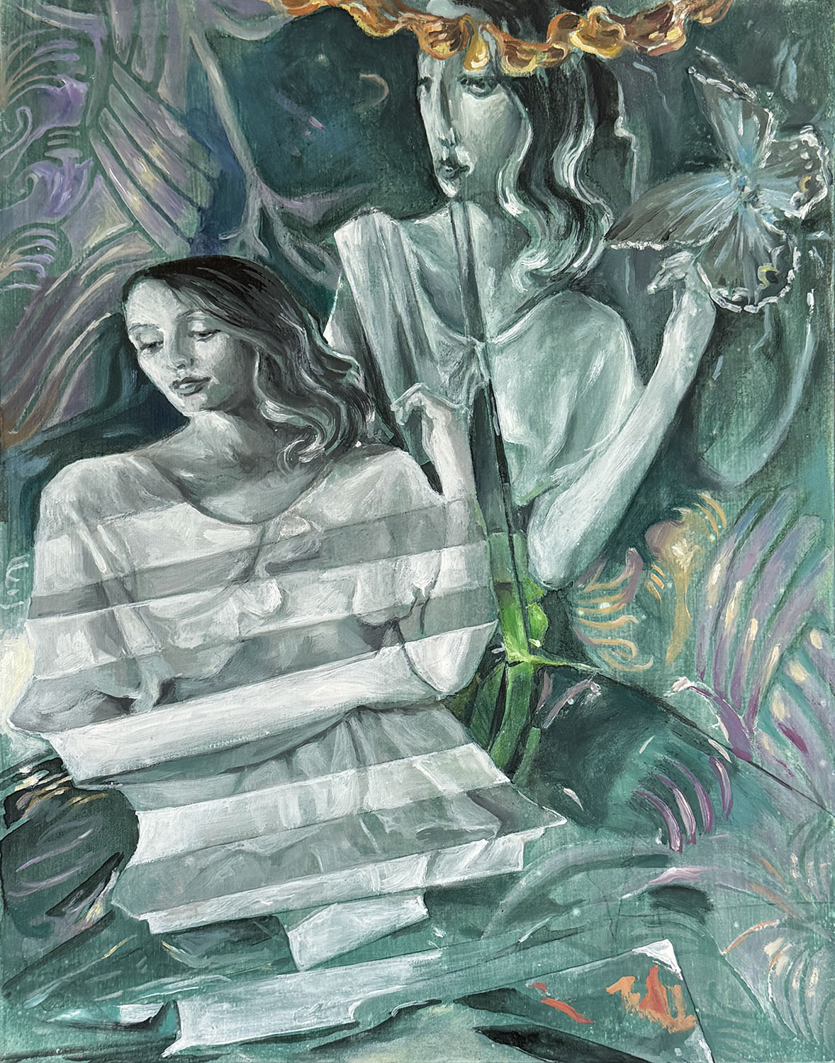 Mixed media on cradled wood 