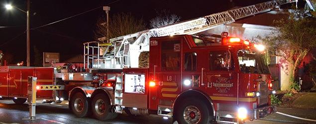 Image of a Seattle Fire Department Truck at night