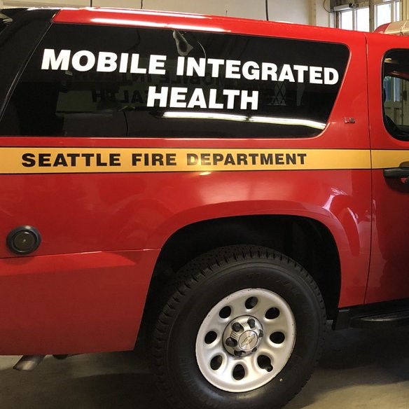 Photo of back end of Mobile Integrated Health fire department van