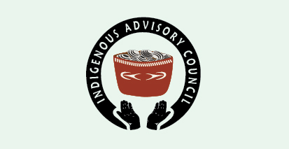 Indigenous Advisory Council  logo featuring two hands offering a basket of clams