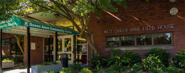 The front doors of the Queen Anne Community Center Building