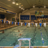 Evans Pool at Green Lake, viewed from behind a starting block at the deep end.