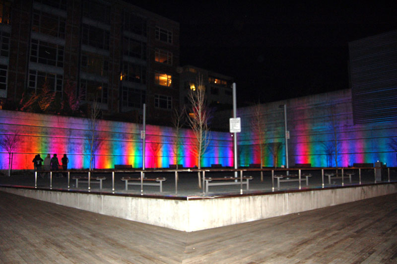 Counterbalance light show from plaza