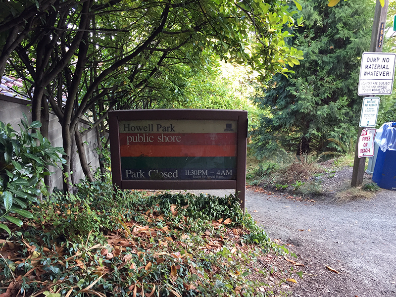 Sign at the entrance of Howell Park