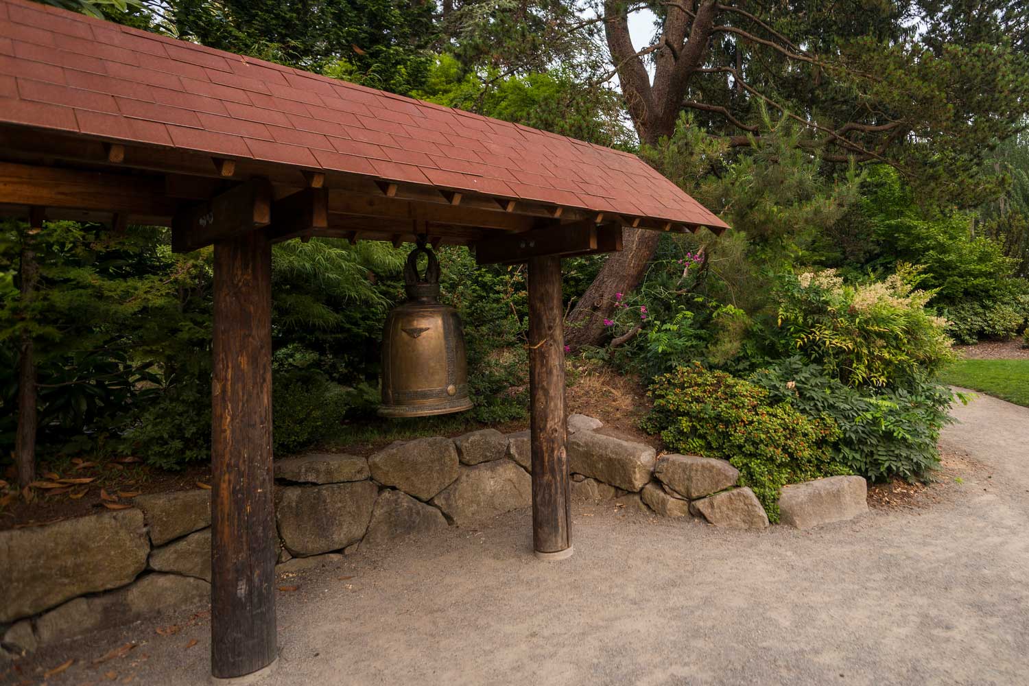 Large bell in shelter - photo by Laurel Mercury