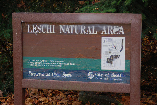 Leschi Natural Area sign