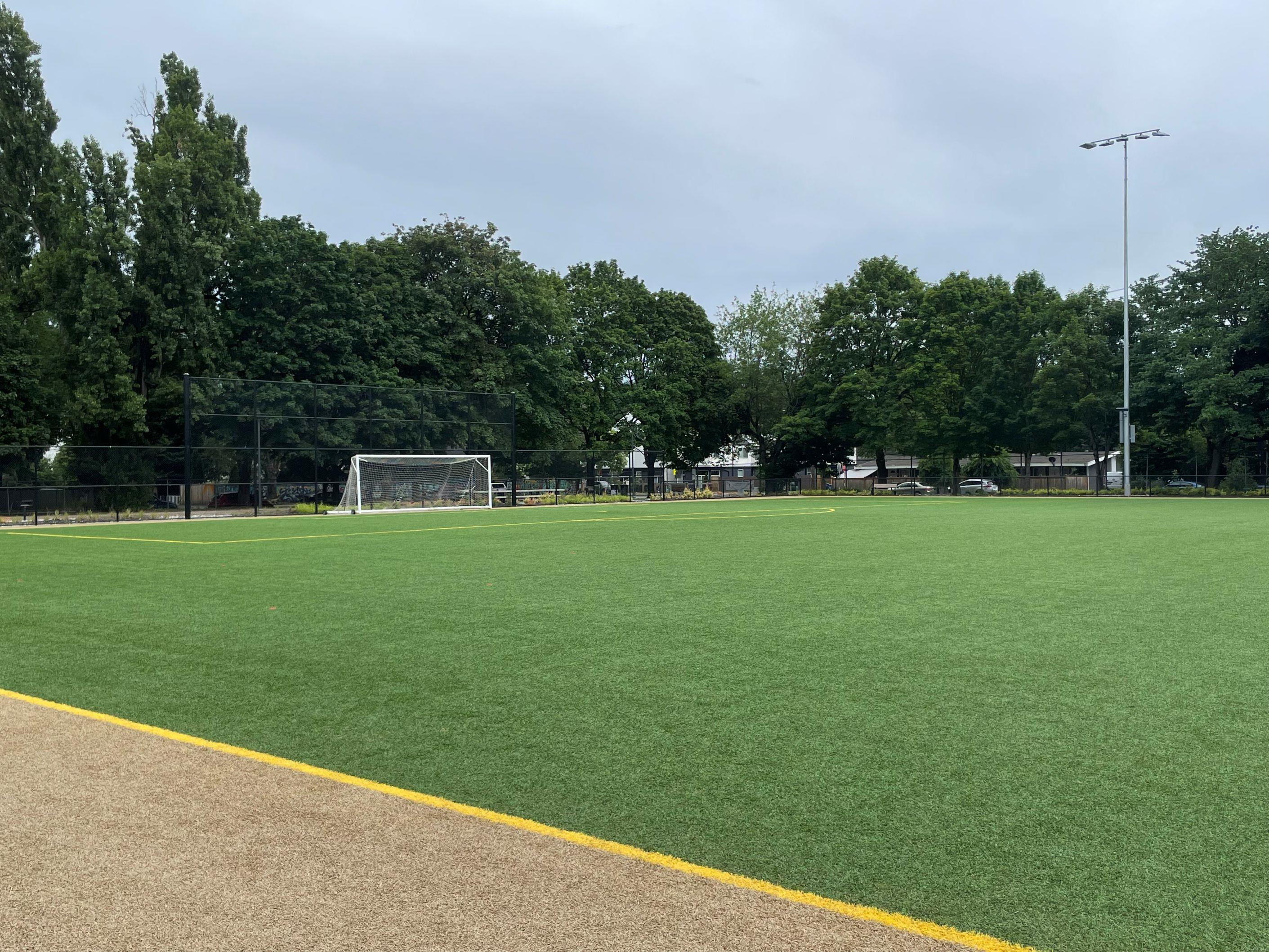 The turf field at South Park Playground